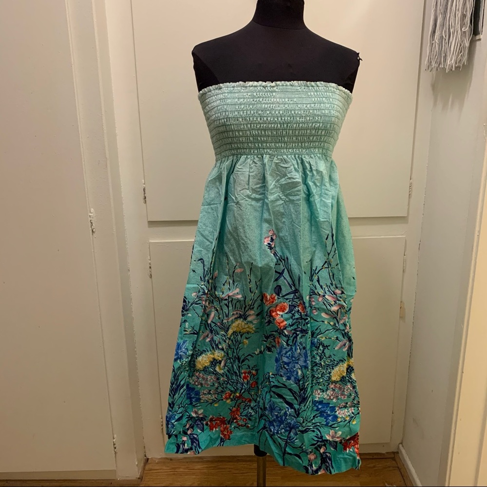 vintage floral handmade strapless dress